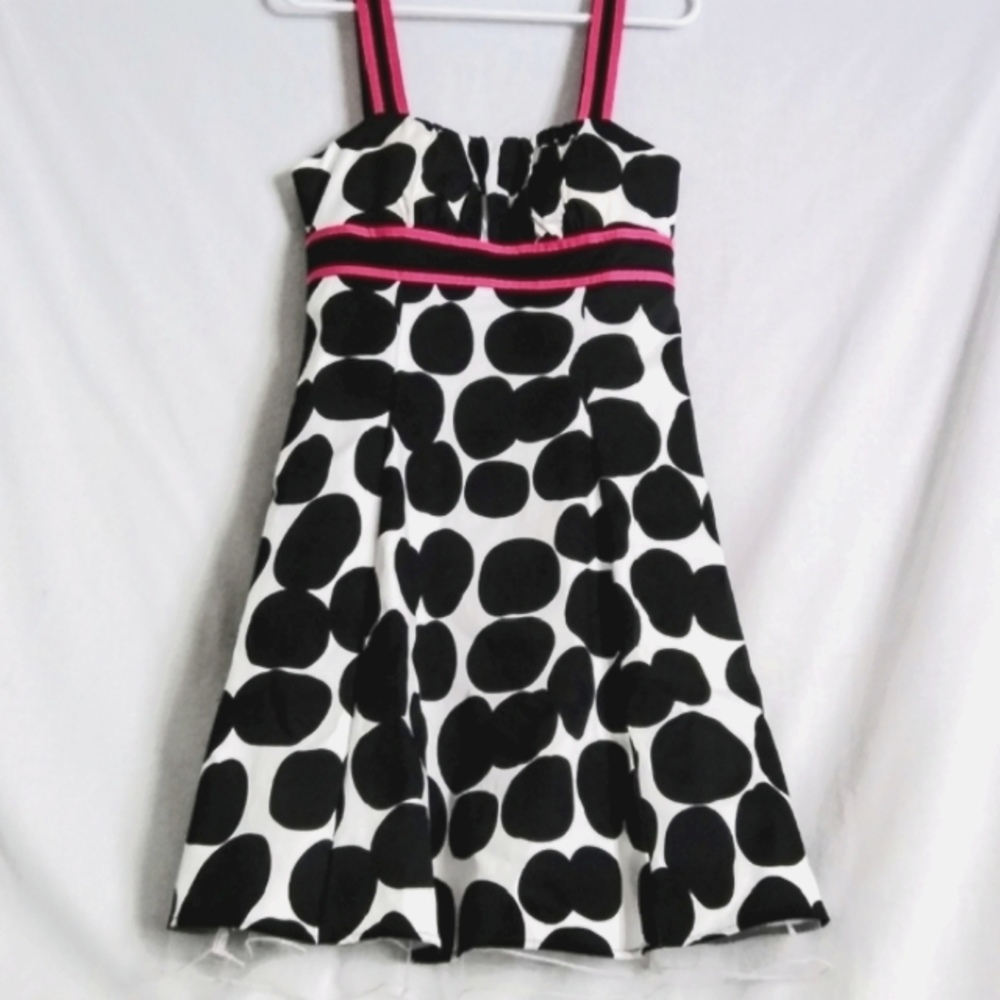 Kim Rogers Empire Waist Sun Dress with Petticoat Polka Dot Ruched Bodice size 8